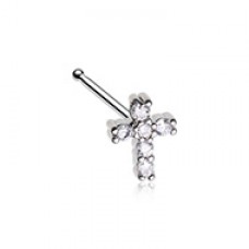 Cubic Cross Prong Set Gem Nose Stud Ring