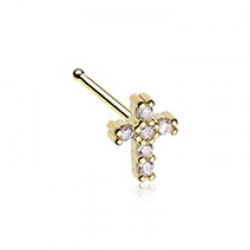 Golden Cubic Cross Prong Set Gem Nose Stud Ring