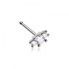 3 Cubic Gem Prong Set Nose Stud Ring