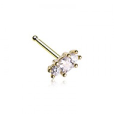 Golden 3 Cubic Gem Prong Set Gem Nose Stud Ring