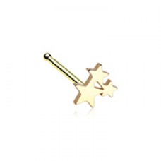 Golden Triple Star Steel Cut Icon Nose Stud Ring
