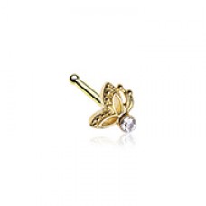 Golden Fluttering Butterfly Nose Stud Ring