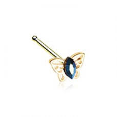 Golden Marquis Butterfly Nose Stud Ring