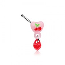 Kawaii Cherry Cherries Heart Dangle Nose Stud Ring