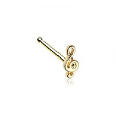Golden Treble Clef Music Note  Nose Stud Ring