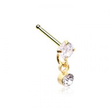 Golden Dainty Prong Set Dangle Nose Stud Ring