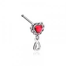 Valentine Doiley Heart Dangle Gem Nose Stud Ring