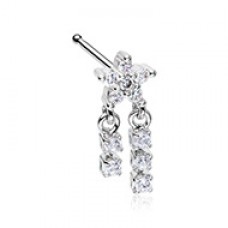 Celestial CZ Star Double Dangle Gem Nose Stud Ring