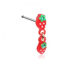 Double Strawberry Dangle Nose Stud Ring