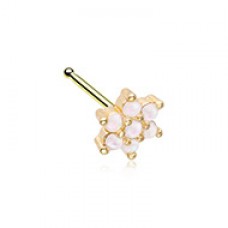 Golden White Opal Flower Cluster Nose Stud Ring