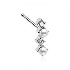 Classic Zig Zag CZ Pearl Nose Stud Ring