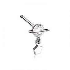 Celestial Planet Star Dangle Nose Stud Ring