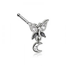 Midnight Butterfly Dangle Moon Gem Nose Stud Ring