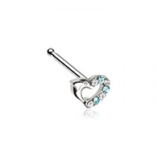 Dolphin Heart Gem Nose Stud Ring