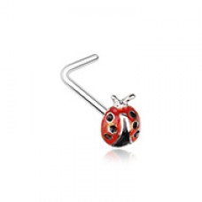 Dainty Ladybug L-Shape Nose Ring
