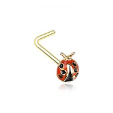Golden Dainty Ladybug L-Shape Nose Ring