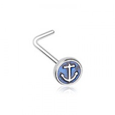Anchor Inlay L-Shape Nose Ring