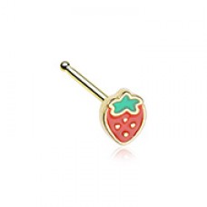 Golden Leafy Strawberry Nose Stud Ring