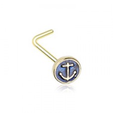 Golden Anchor Inlay L-Shape Nose Ring
