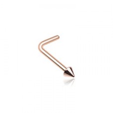 Rose Gold Basic Steel Spike  L-Shape Nose Ring