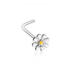 Dainty Daisy Enamel L-Shape Nose Ring