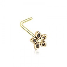Golden Antique Heirloom Flower L-Shape Nose Ring
