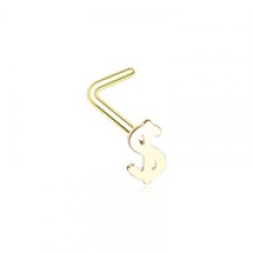 Golden Dollar Money Sign L-Shape Nose Ring