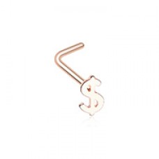 Rose Gold Dollar Money Sign L-Shape Nose Ring