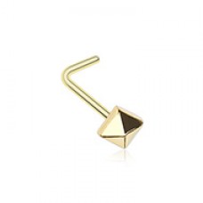 Golden Pyramid L-Shape Nose Ring