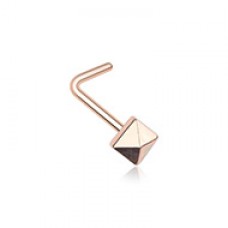Rose Gold Pyramid L-Shape Nose Ring