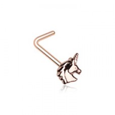 Rose Gold Golden Believe in Unicorns L-Shape Nose Ring