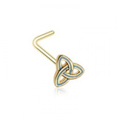 Golden Triquetra Trinity Knot L-Shape Nose Ring