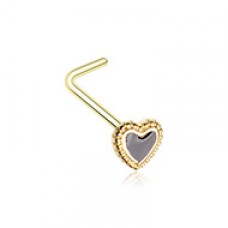 Golden Doily Valentine Heart L-Shape Nose Ring