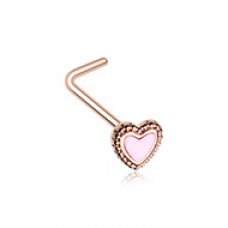 Rose Gold Doily Valentine Heart L-Shape Nose Ring