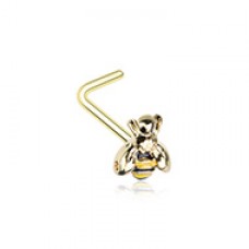 Golden Buzz off Bumble Bee L-Shape Nose Ring