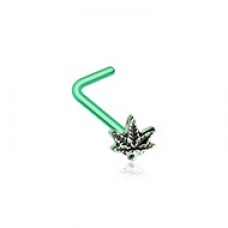 Yes we Cannabis Pot Leaf  L-Shape Nose Ring