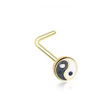 Golden Enamel Yin Yang L-Shape Nose Ring