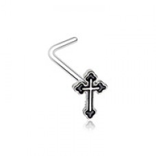 Black Gothic Cross L-Shape Nose Ring