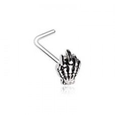 Steel Skeleton Hand L-Shape Nose Ring