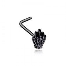 Black Skeleton Hand L-Shape Nose Ring