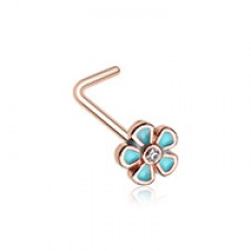 Rose Gold Springtime Flower L-Shape Nose Ring