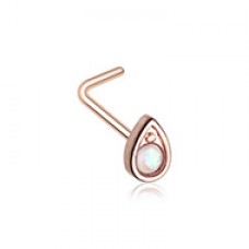 Rose Gold Grand Opal TearDrop L-Shape Nose Ring