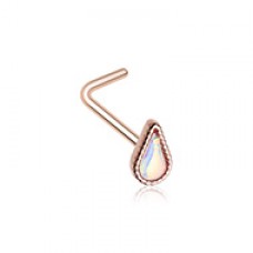 Rose Gold Illuminating TearDrop Shape L-Shape Nose Ring