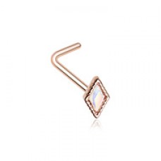 Rose Gold Illuminating Diamond Shape L-Shape Nose Ring