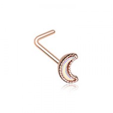 Rose Gold Illuminating Moon Shape L-Shape Nose Ring