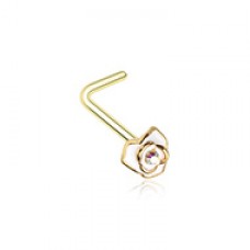 Golden Blooming Rose  L-Shape Nose Ring