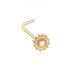 Golden Moonstone Mandela L-Shaped Nose Ring
