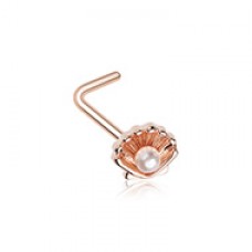 Rose Gold Ariel's Pearl Shell L-Shaped Nose Ring