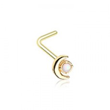 Golden Opal Moon L-Shape Nose Ring