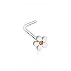 White Plumeria Flower L-Shape Nose Ring